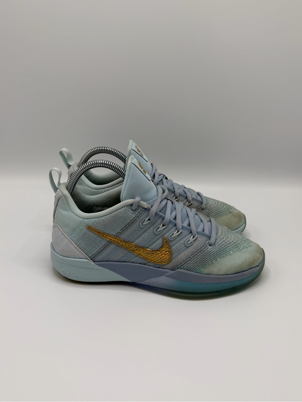 Nike Kids Light Blue Sneakers with Gold Swoosh